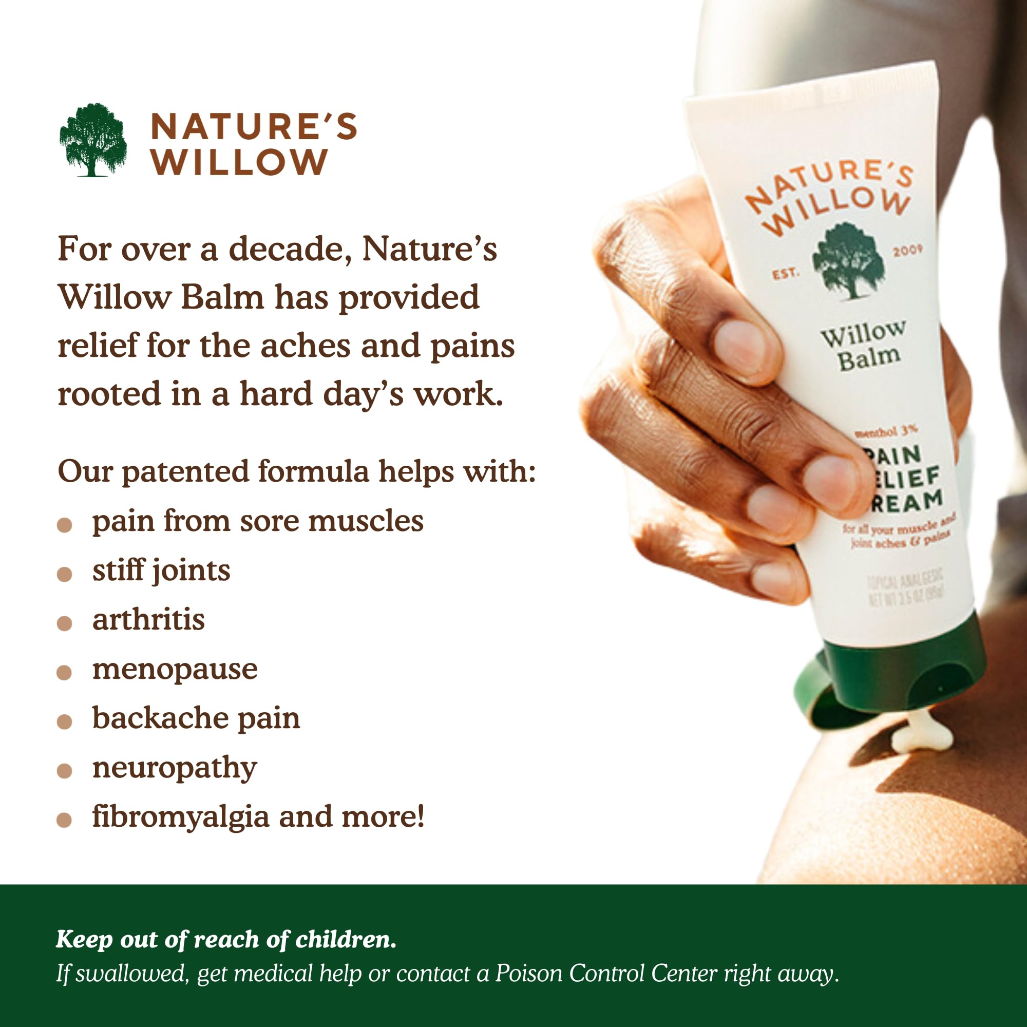 Nature's Willow Balm texture close-up showing light, non-greasy absorption
