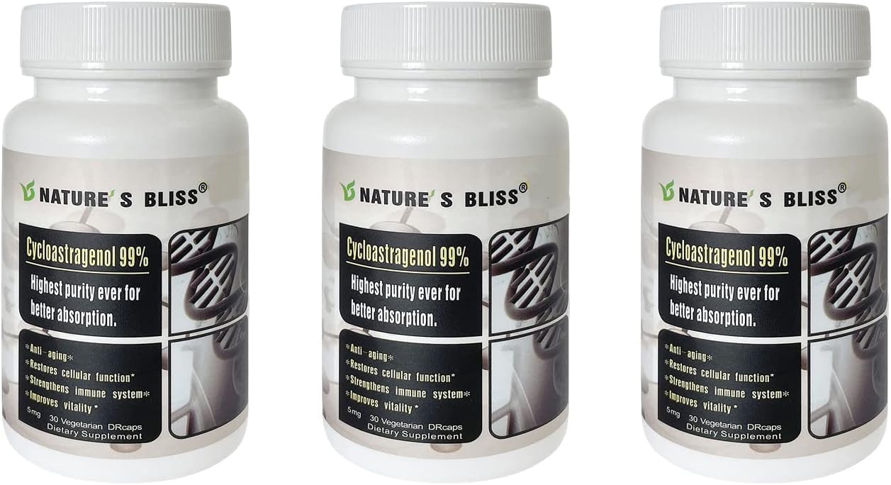 Nature'sbliss Cycloastragenol bottle on display for daily use