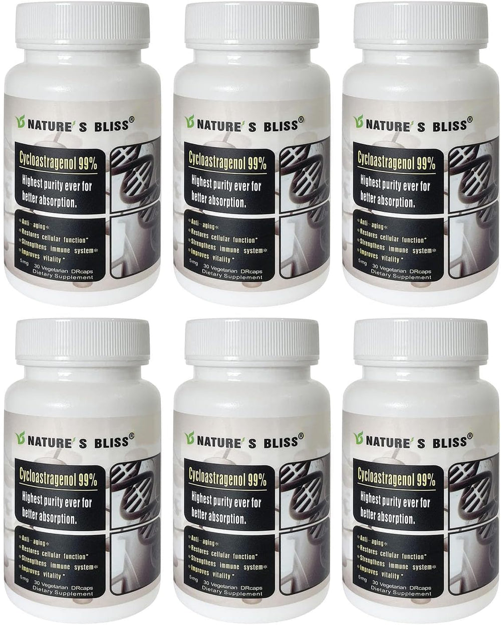 Nature'sbliss Cycloastragenol bottle front highlights premium formula for enhanced absorption.