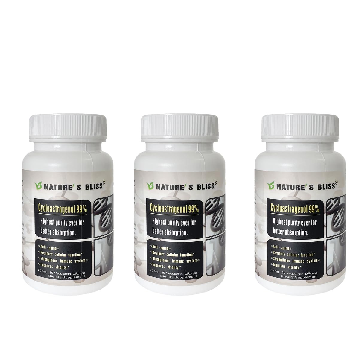 Nature'sbliss Telomere Supplements bottle front with capsules for daily wellness