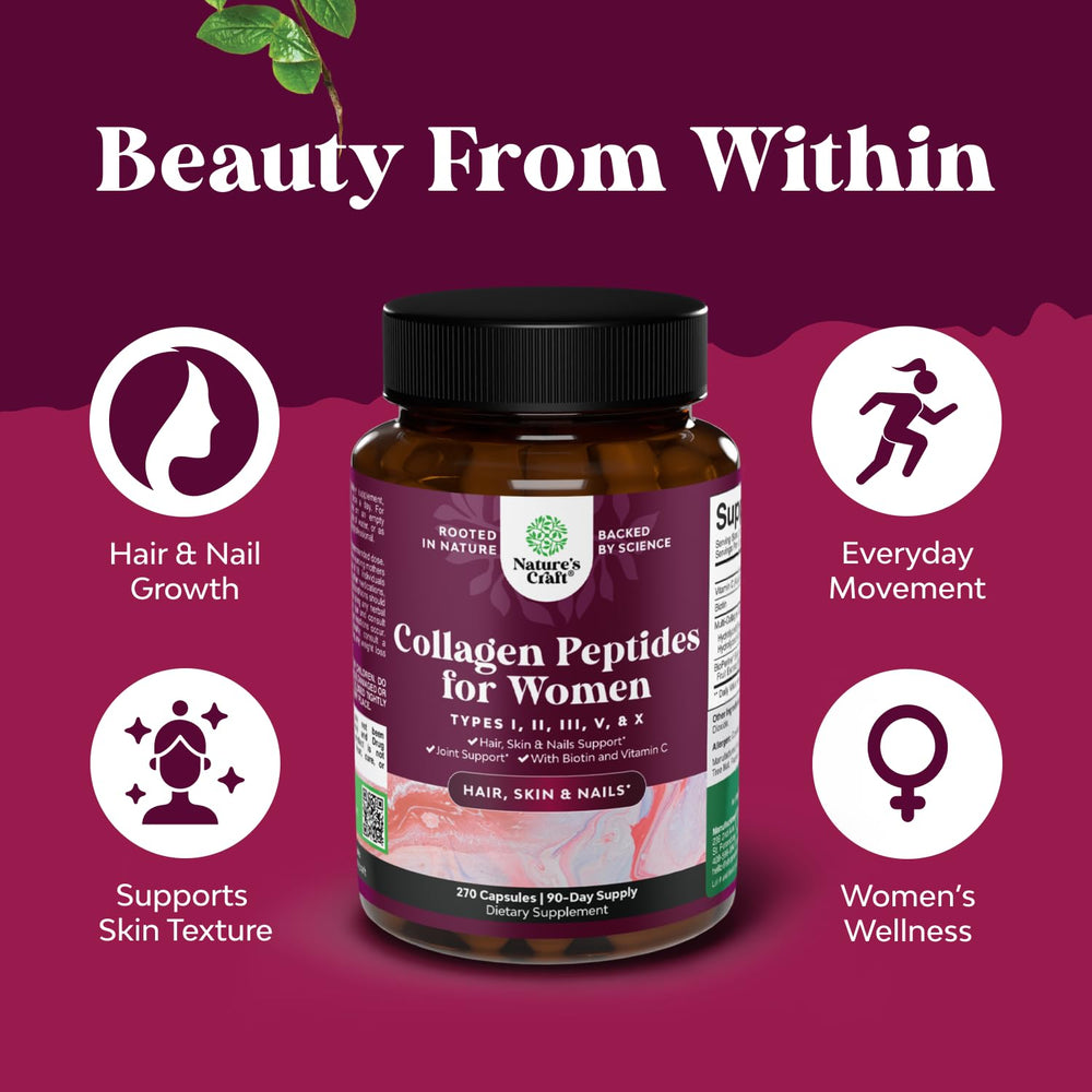 Natures Craft Marine collagen depiction suggesting youthful skin benefits and elasticity