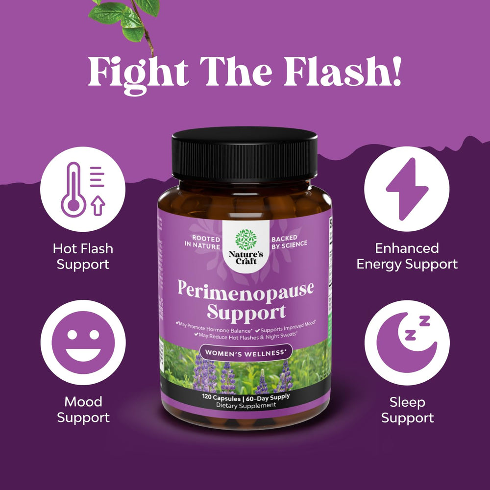 Natures Craft Black Cohosh Capsules close-up focusing on hot flashes comfort.