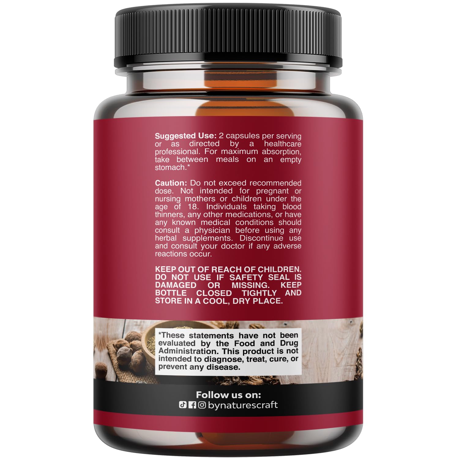 Natures Craft Triphala capsules packaging label highlights organic, vegan formula for routine detox
