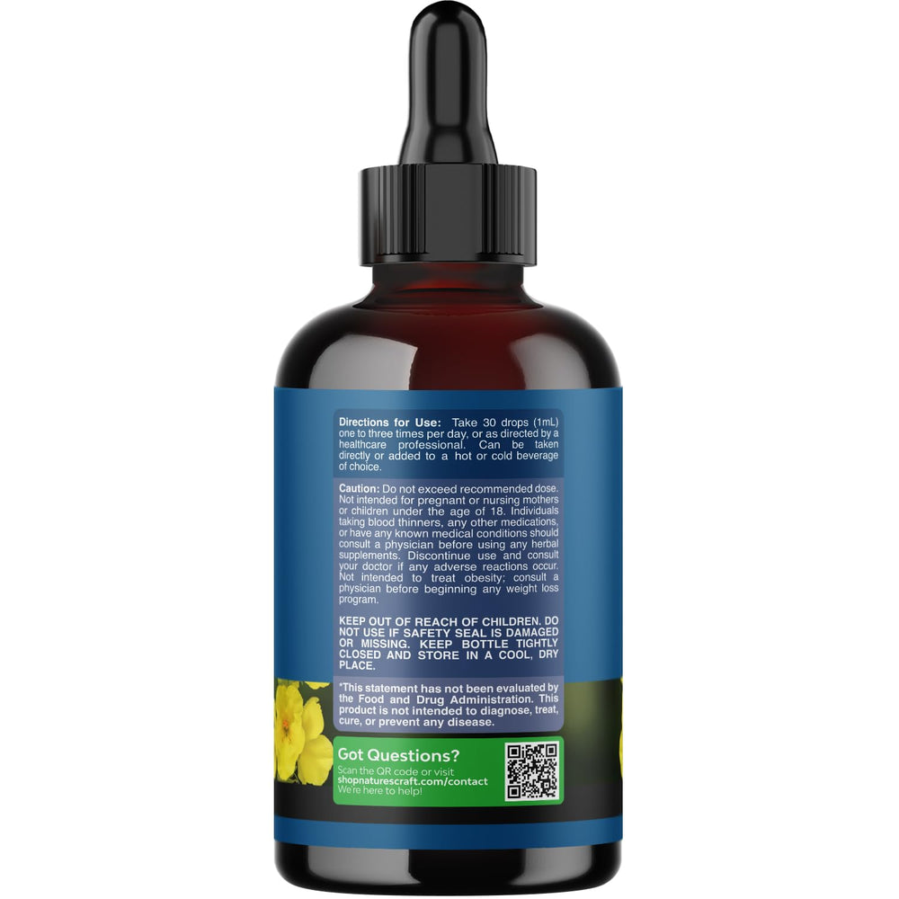 Natures Craft Organic Mullein Drops bottle side view showing packaging for natural breathing aid