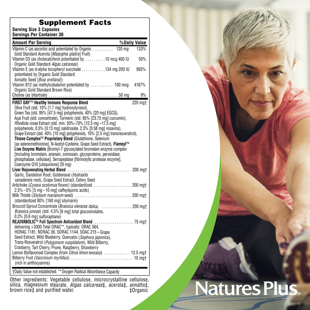 NaturesPlus AgeLoss choline and vitamins label close-up.