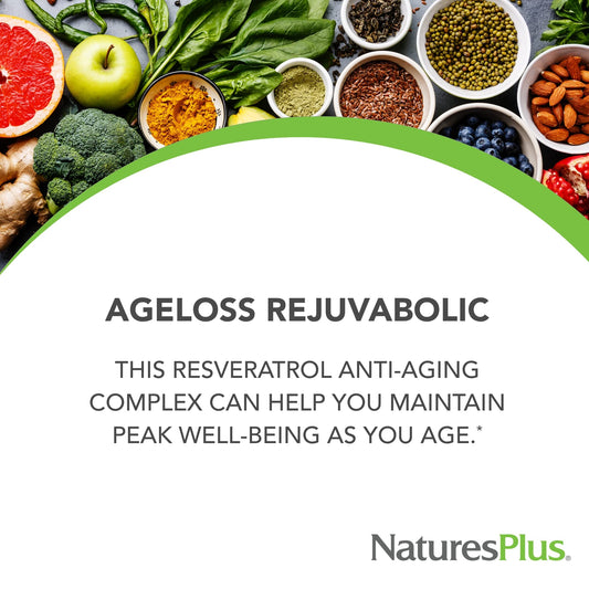 NaturesPlus AgeLoss REJUVABOLIC serving guidelines show daily three-tablet dose.
