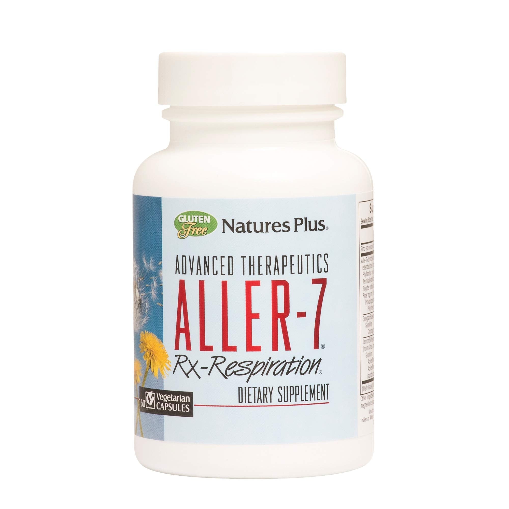 NaturesPlus Aller-7 Rx-Respiration bottle with capsules for allergy support.