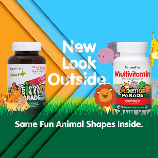 NaturesPlus Animal Parade animal-shaped tablets promote enjoyable routines for busy families.