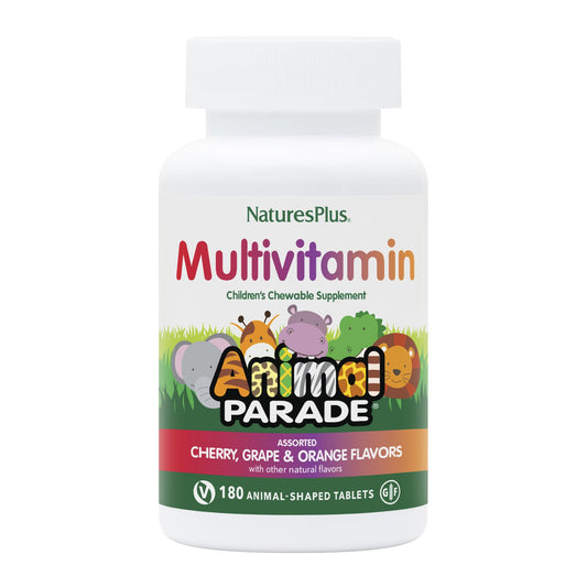 NaturesPlus Animal Parade bottle front with kid-friendly packaging for daily nutrition