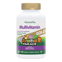 Nature'sPlus Animal Parade Gold bottle front highlighting kid-friendly multivitamin