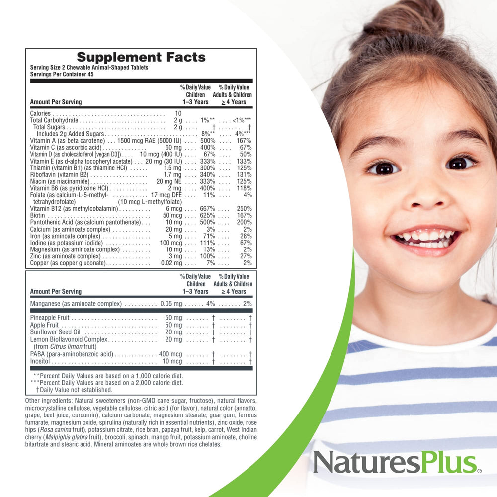 Nature's Plus Animal Parade includes spirulina and greens for a nutrient-rich mix