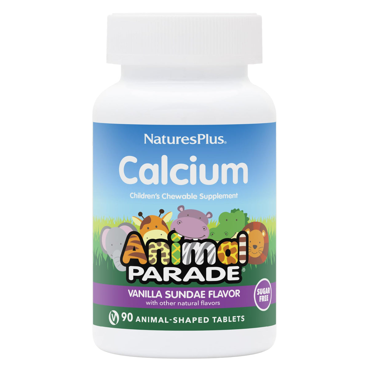 NaturesPlus Animal Parade calcium vanilla sundae chewables in a 2-pack support growing kids