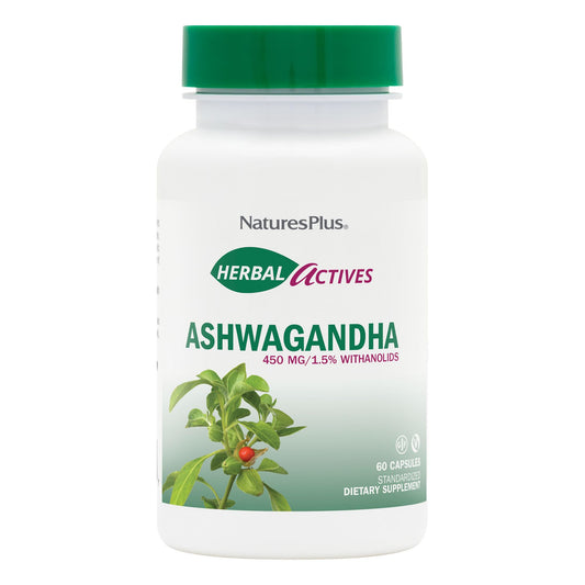 NaturesPlus Ashwagandha bottle front view for daily wellness support