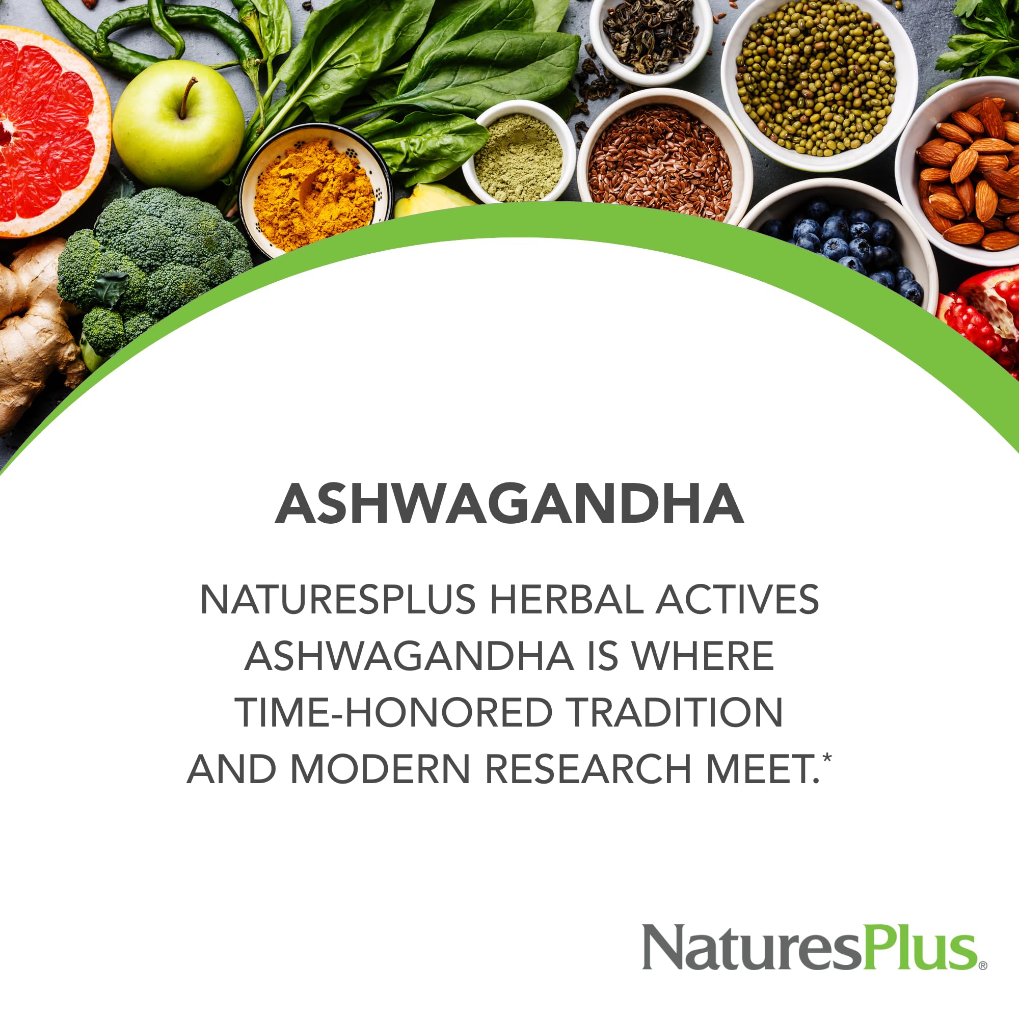 NaturesPlus Ashwagandha capsules close-up for daily use