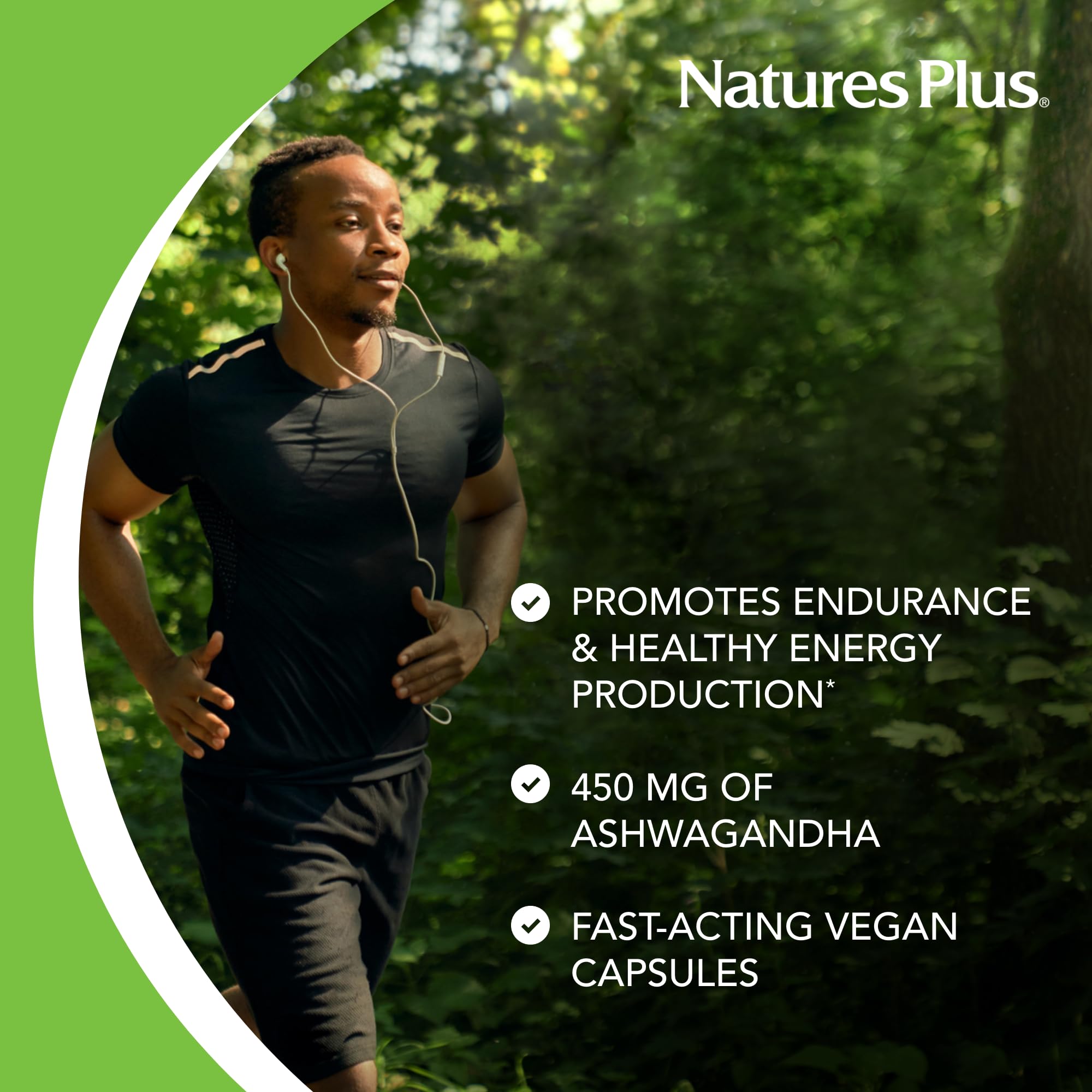NaturesPlus Ashwagandha capsules pouring for easy daily energy routine