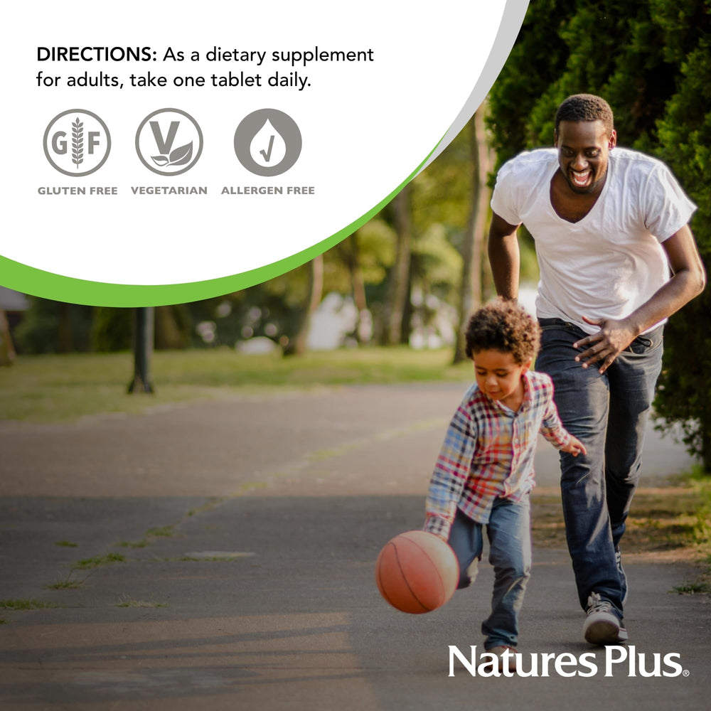 NaturesPlus Biorutin serving idea shows bottle beside a glass for daily use.