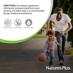 NaturesPlus branded packaging image showing product labeling and safety seals.