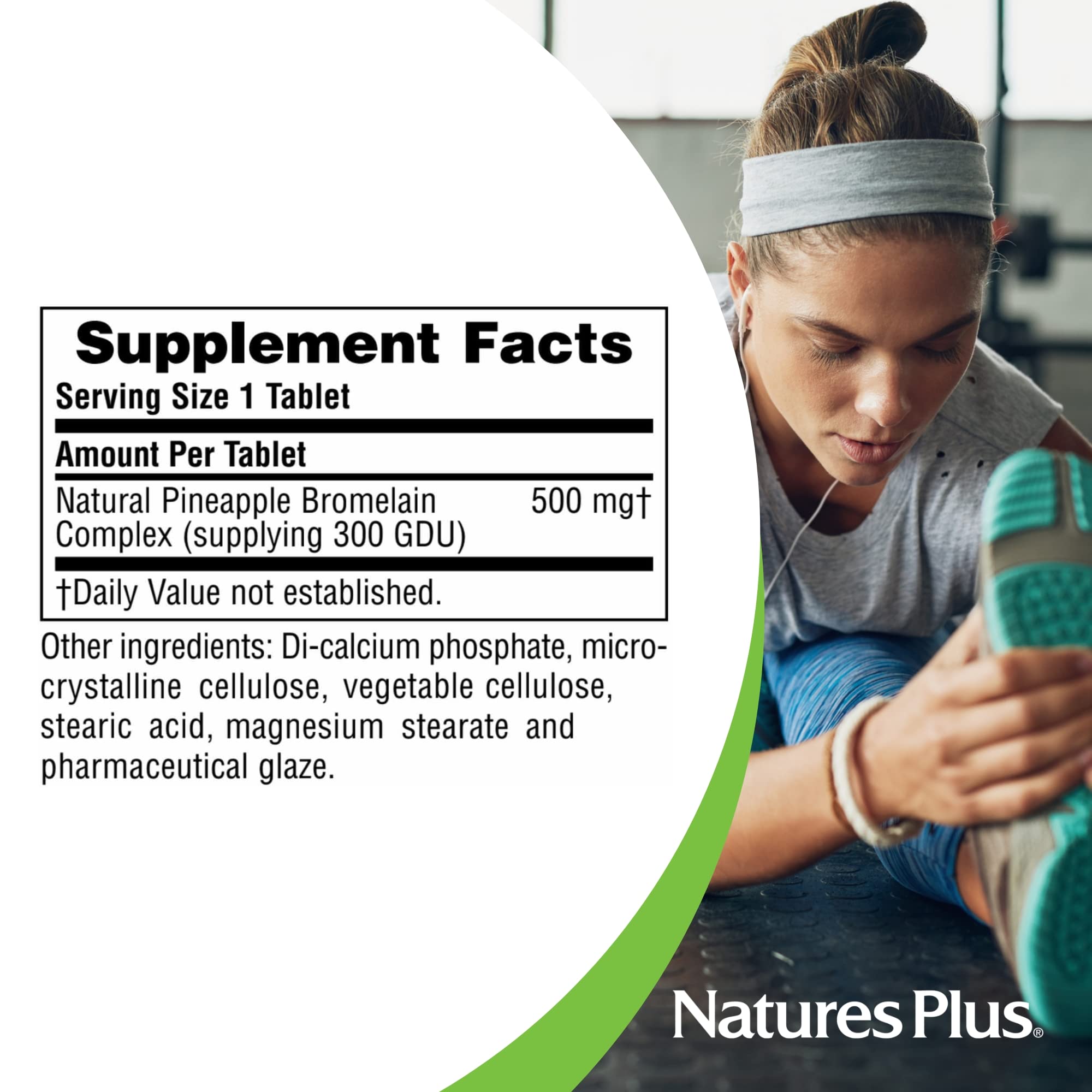 NaturesPlus Bromelain bottle design showing compact vegan packaging.