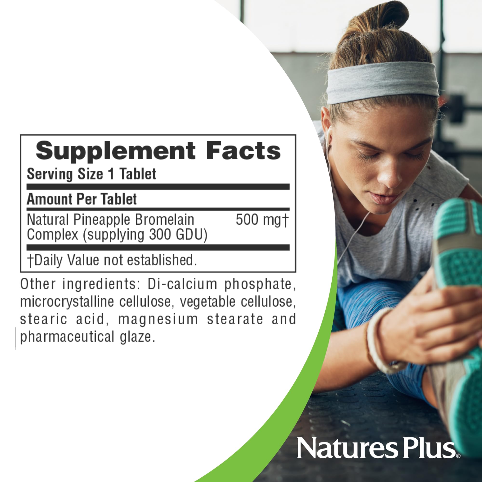 NaturesPlus Bromelain packaging seal emphasizing quality standards.