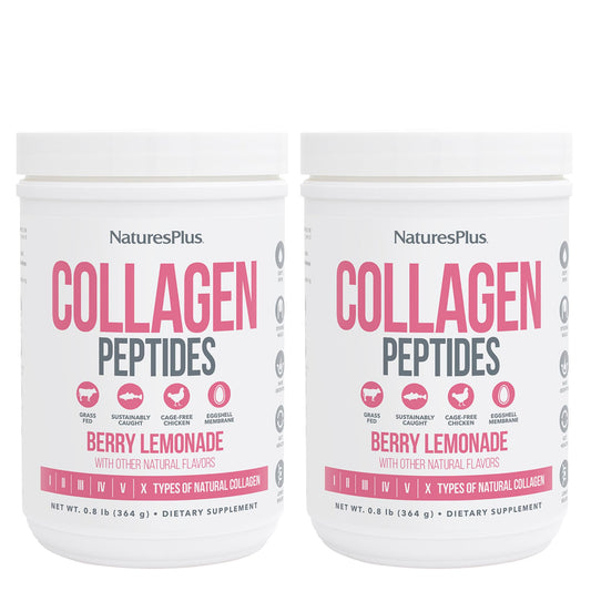 NaturesPlus Collagen Peptides Berry Lemonade tub with powder supports daily beauty routines