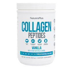 NaturesPlus Collagen Peptides Vanilla powder ready to blend into smoothies or coffee for daily use.