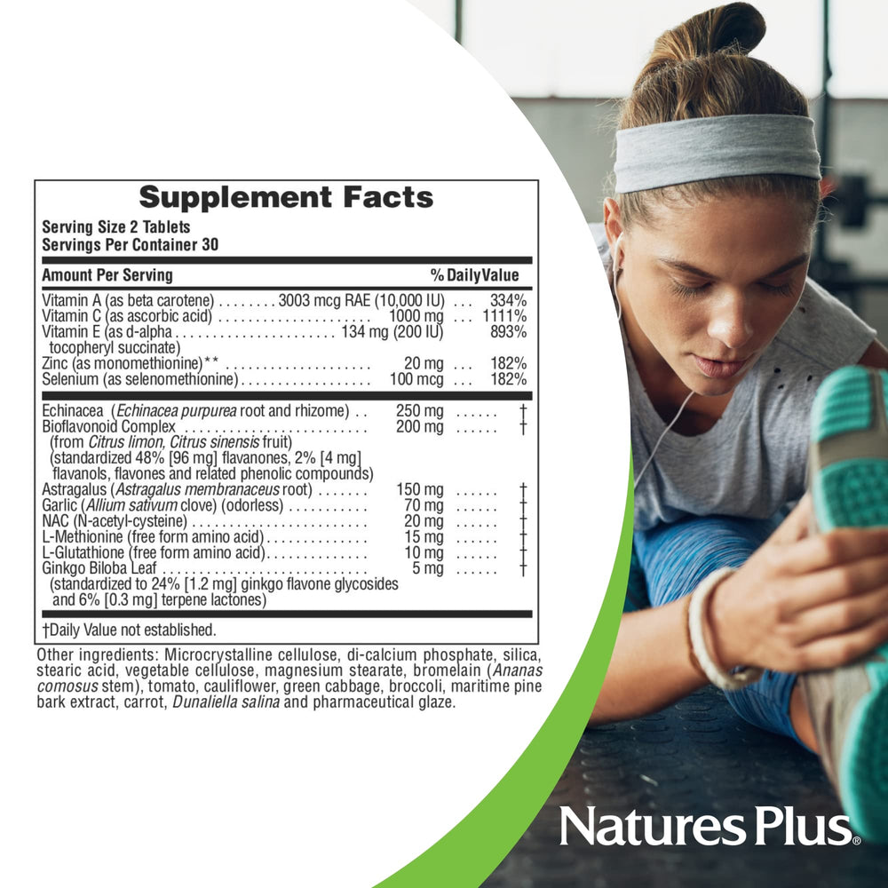 Ginkgo representation for NaturesPlus Commando 2000-60 tablets supporting brain and circulation