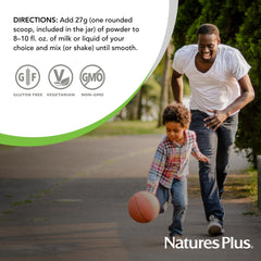 NaturesPlus Energy Shake prepared shake with fruit in a glass for a balanced treat