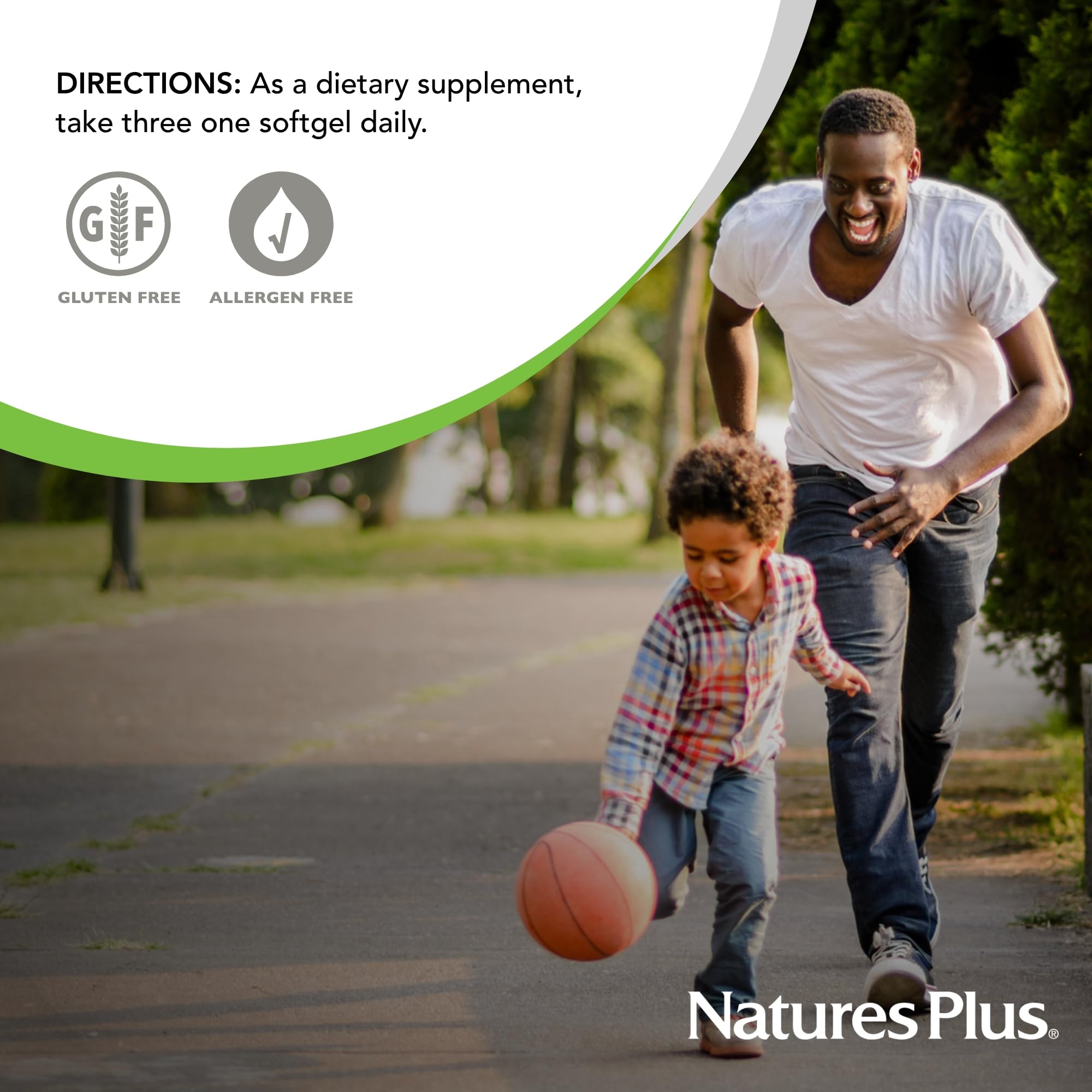 NaturesPlus eye health routine with softgels on a shelf alongside vitamins.