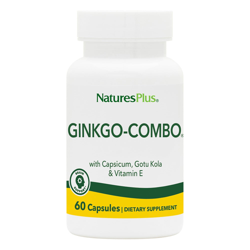 Nature's Plus Ginkgo-Combo bottle front view for daily cognitive support