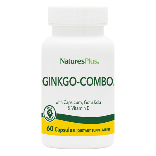 Nature's Plus Ginkgo-Combo bottle front view for daily cognitive support