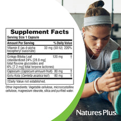 Nature's Plus Ginkgo-Combo box on counter suggesting ready-to-use cognition support