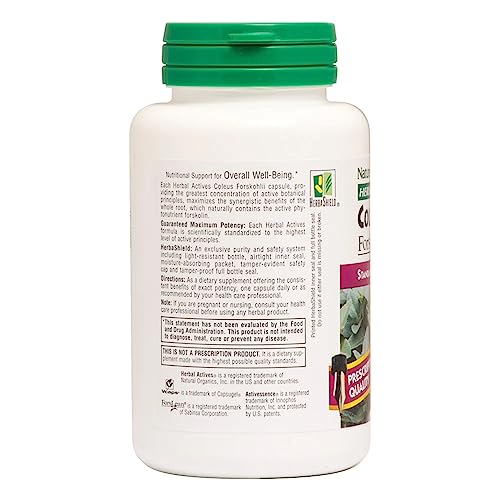 Capsules of NaturesPlus Herbal Actives Coleus Forskohlii on a store shelf
