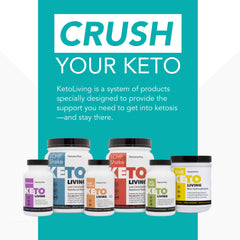 NaturesPlus KetoLiving keto diet setup image suggests convenient zero carb protein for busy days.