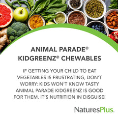 NaturesPlus KidGreenz animal-shaped tablets for kids’ daily vitamins.