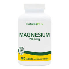 NaturesPlus Magnesium 200 mg tablets bottle front label for daily wellness.