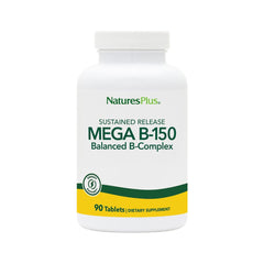 NaturesPlus Mega B-150 bottle displaying high-potency B vitamins for daily energy support