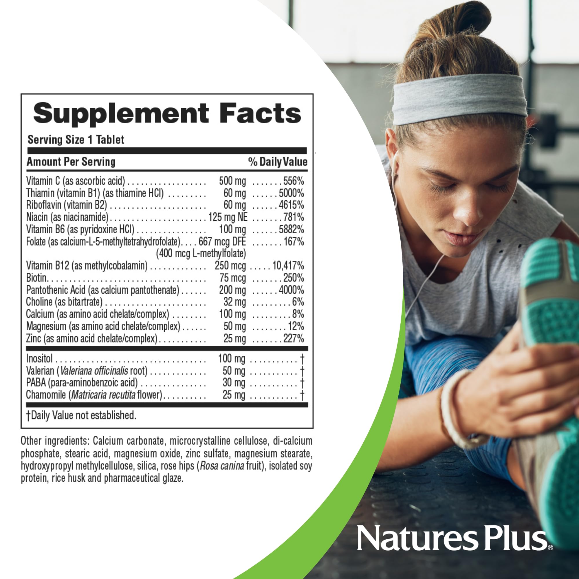 NaturesPlus Mega-Stress gluten-free formula, suitable for gluten-free diets.