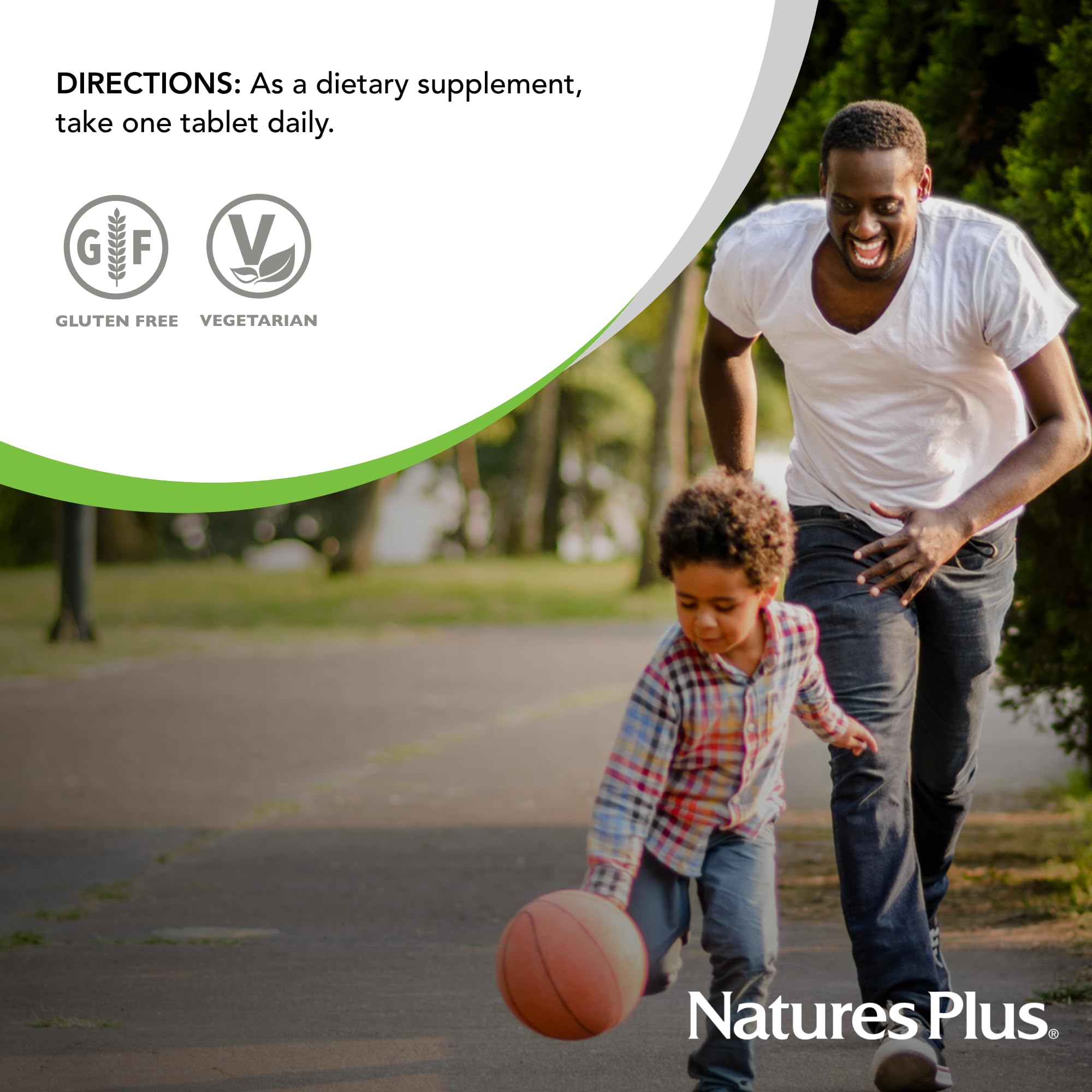 NaturesPlus Mega-Stress serving info card emphasizing 90 tablets.