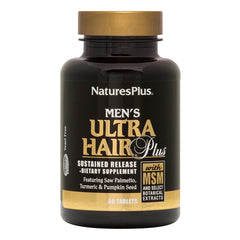NaturesPlus Men's Ultra Hair Plus bottle front view showing product branding for hair support