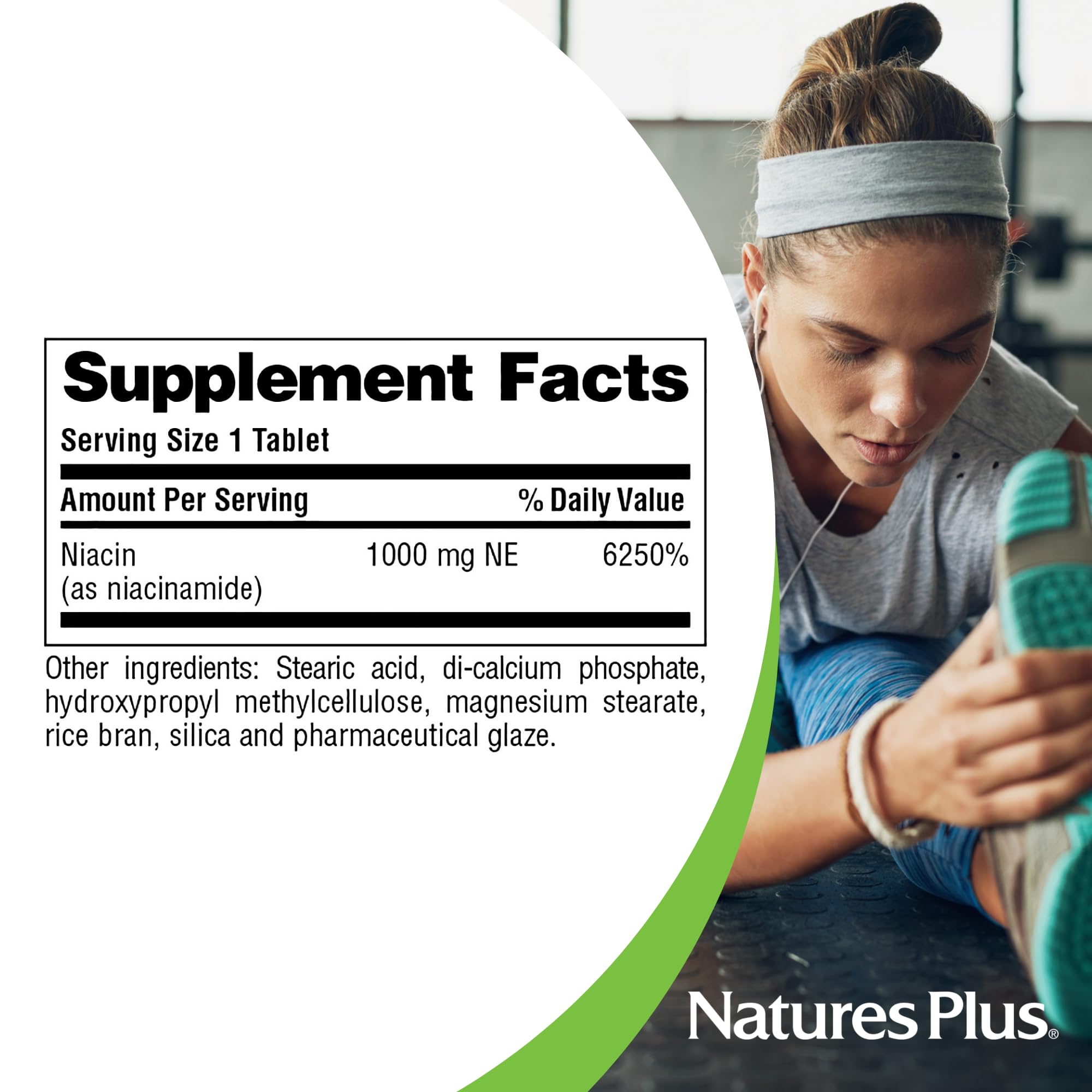 NaturesPlus Niacinamide bottle cap and label emphasize quality manufacturing