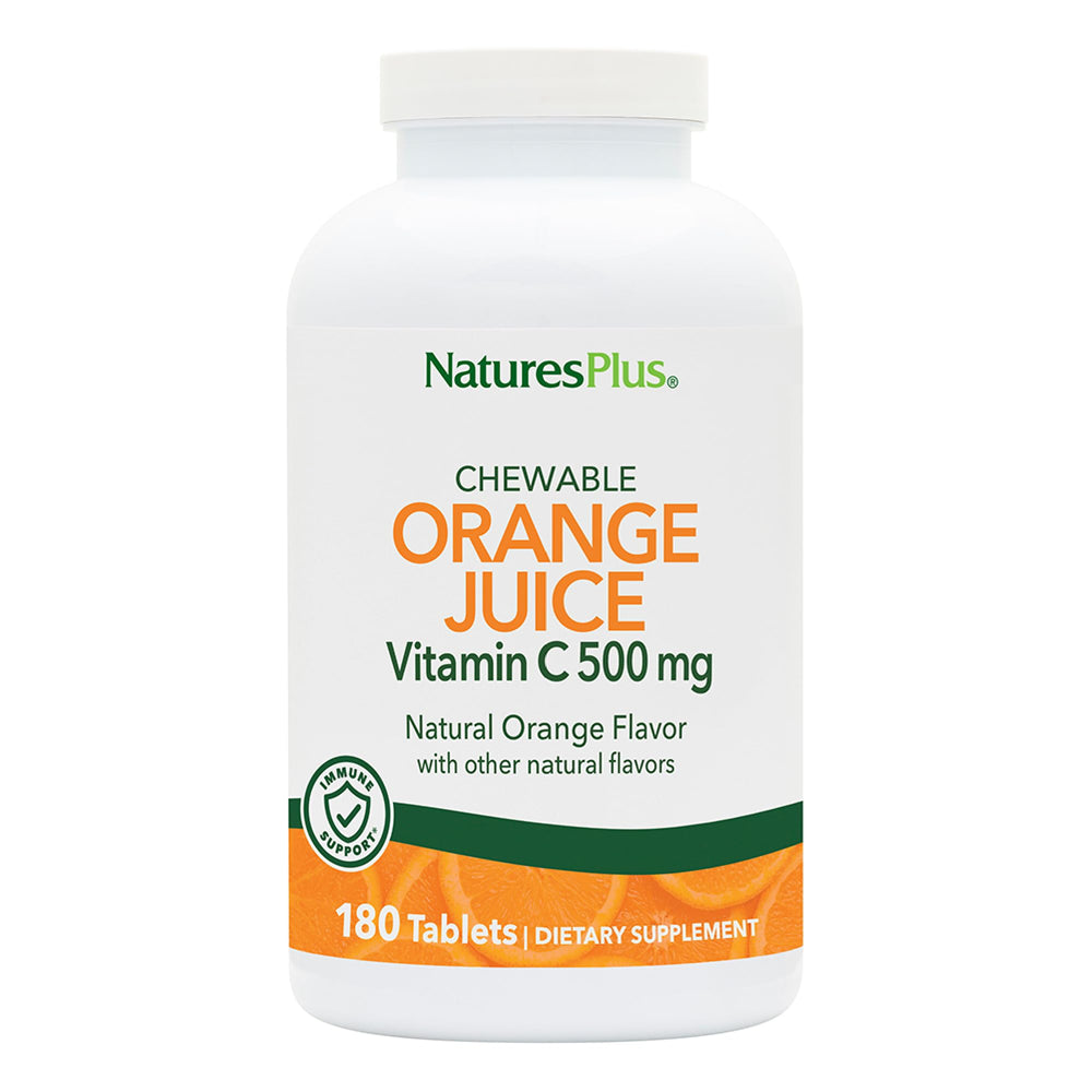 NaturesPlus Orange Juice chewable bottle with orange flavor for daily immune support
