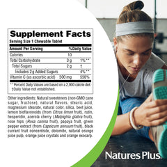 NaturesPlus Orange Juice bottle label highlighting vegan and gluten-free formula