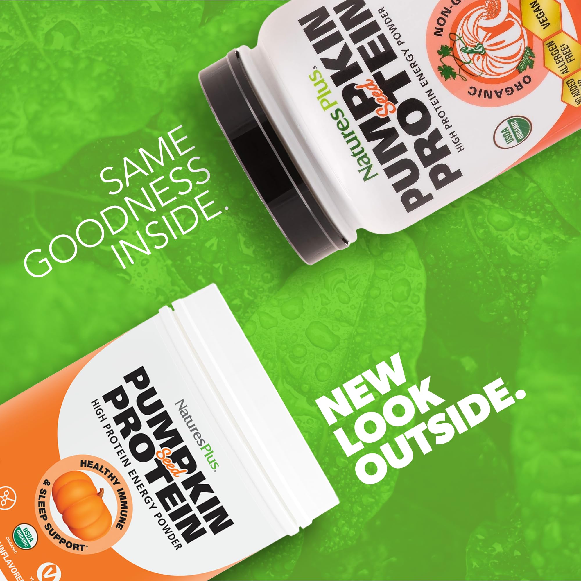 NaturesPlus Organic Pumpkin Seed Protein Powder scoop for easy serving.
