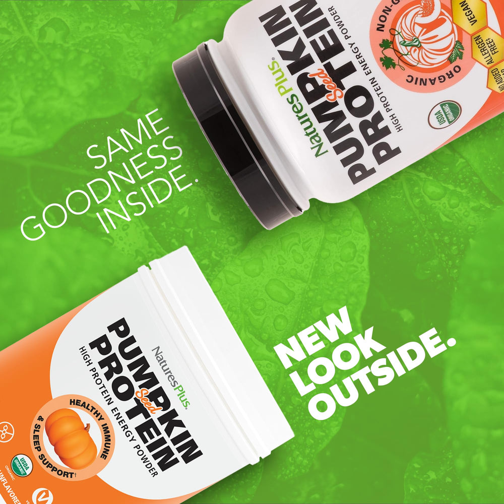 NaturesPlus Organic Pumpkin Seed Protein Powder scoop for easy serving.