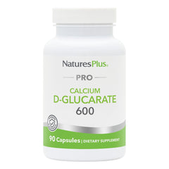NaturesPlus PRO Calcium D-Glucarate bottle label shows extended-release capsules for steady delivery.