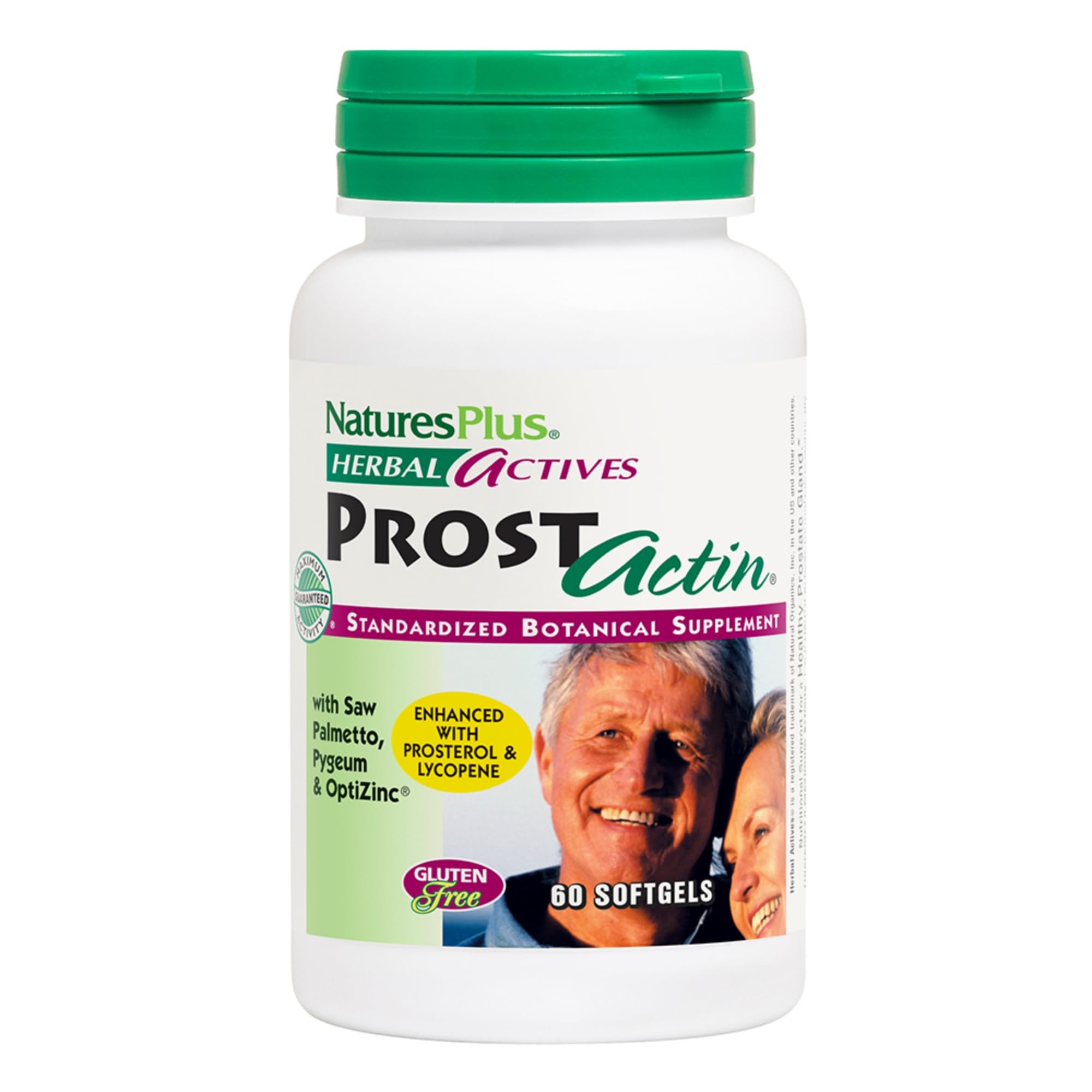NaturesPlus ProstActin bottle label close-up showing natural blend for potential prostate support