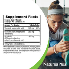 NaturesPlus Quercetin Plus packaging highlights vegetarian and gluten-free attributes.