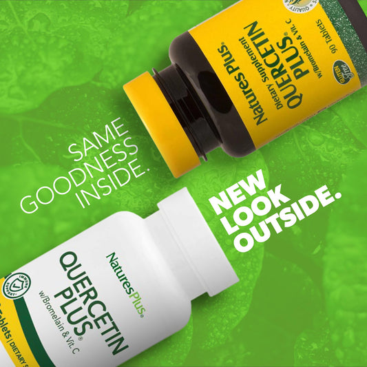 NaturesPlus Quercetin Plus tablets shown for convenient daily supplementation.