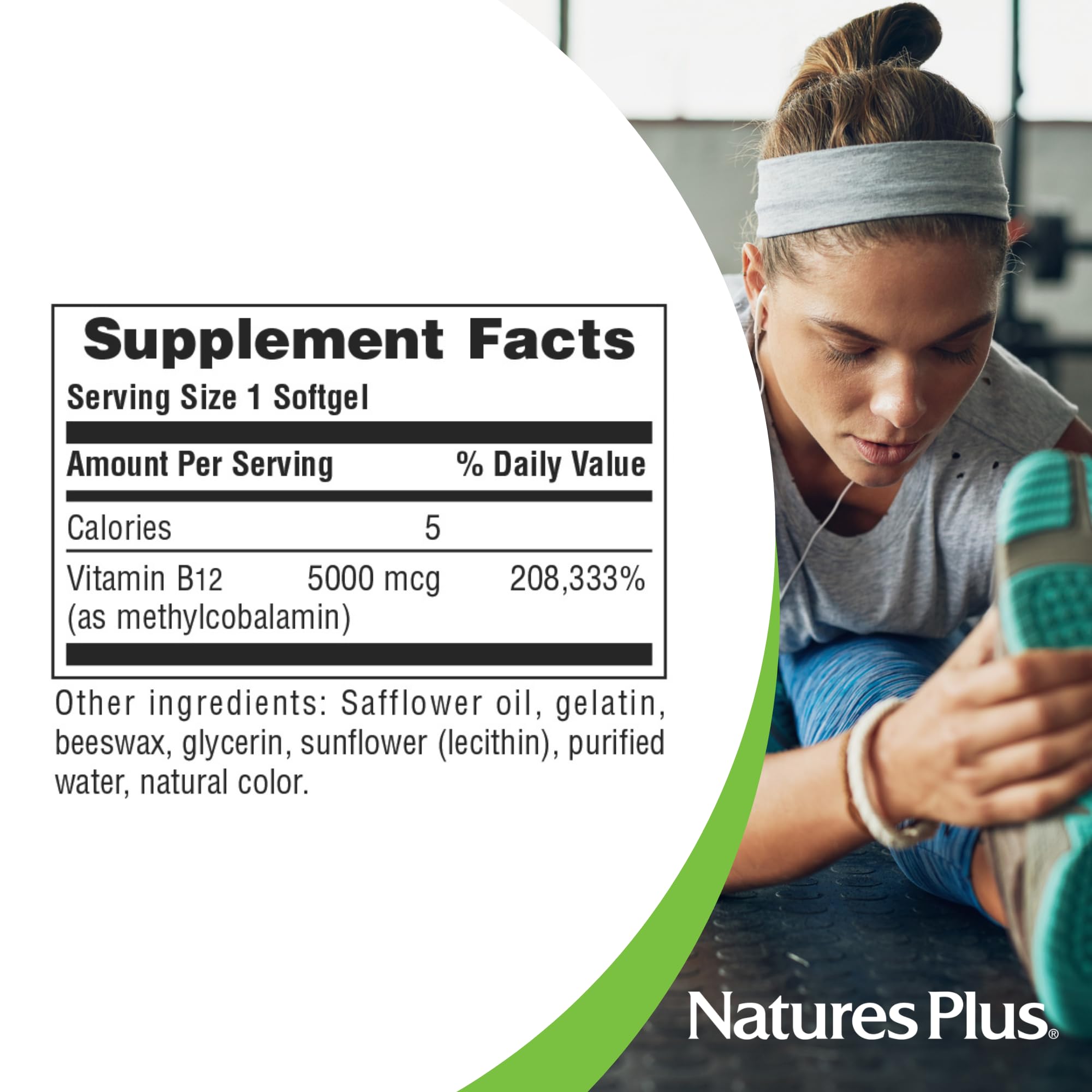 NaturesPlus Shot-O-B12 label info featuring methylcobalamin