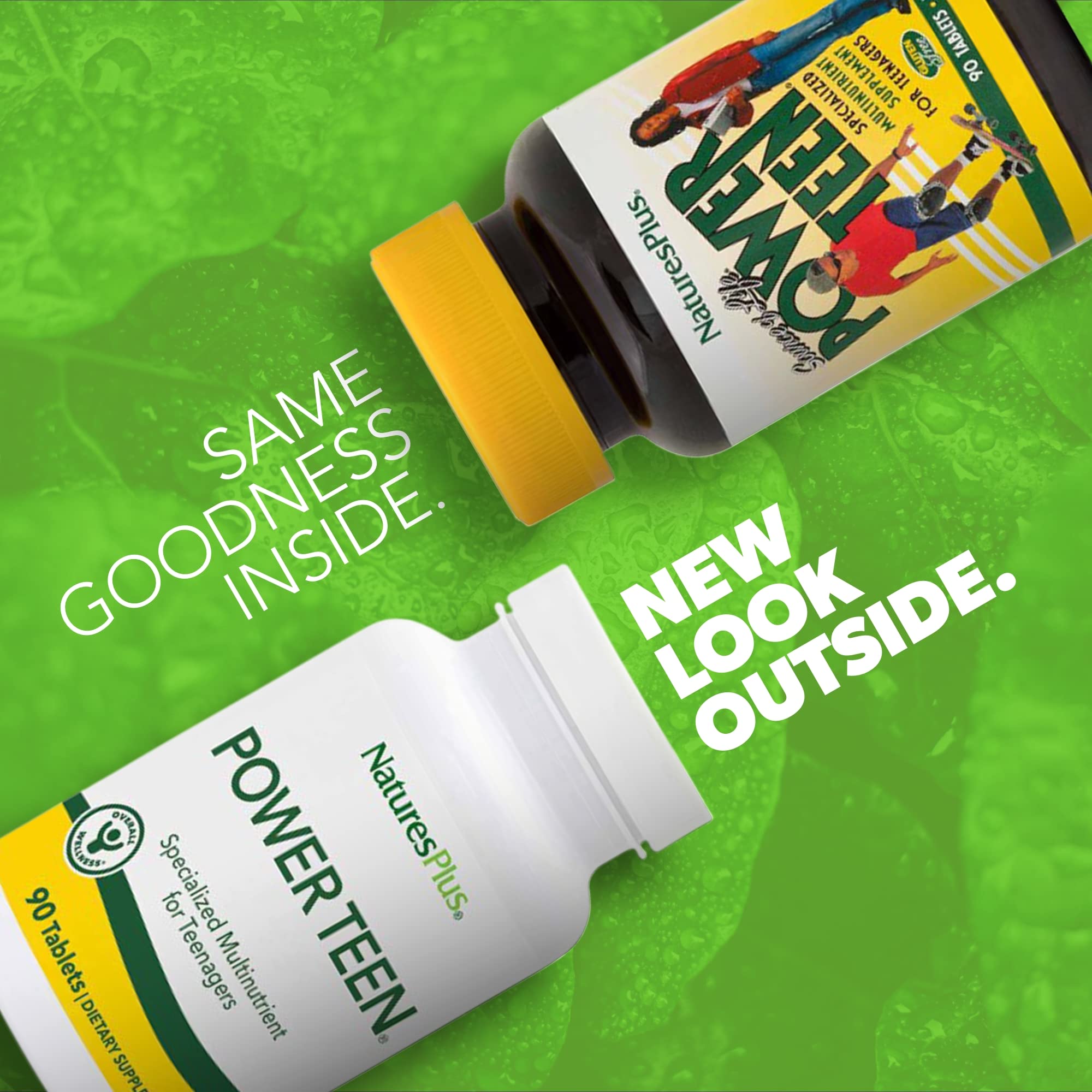 NaturesPlus Source of Life Power Teen nutrition label close-up highlights the vitamins and minerals.